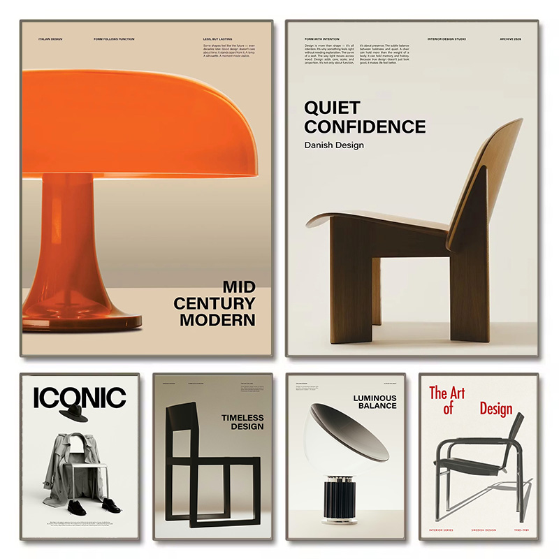 Office Furniture Home - Poster Minimalista Bauhaus con Sedie Iconiche